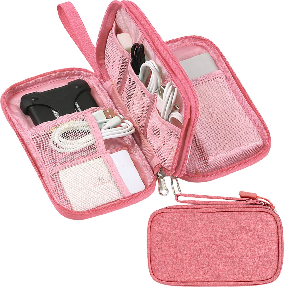 Tamarow 1 Stuk Kabel Organiser Tas - Kabeltas - Electronica Organizer Etui - Opbergtas voor Kabels en Accessoires - Klein - Roze