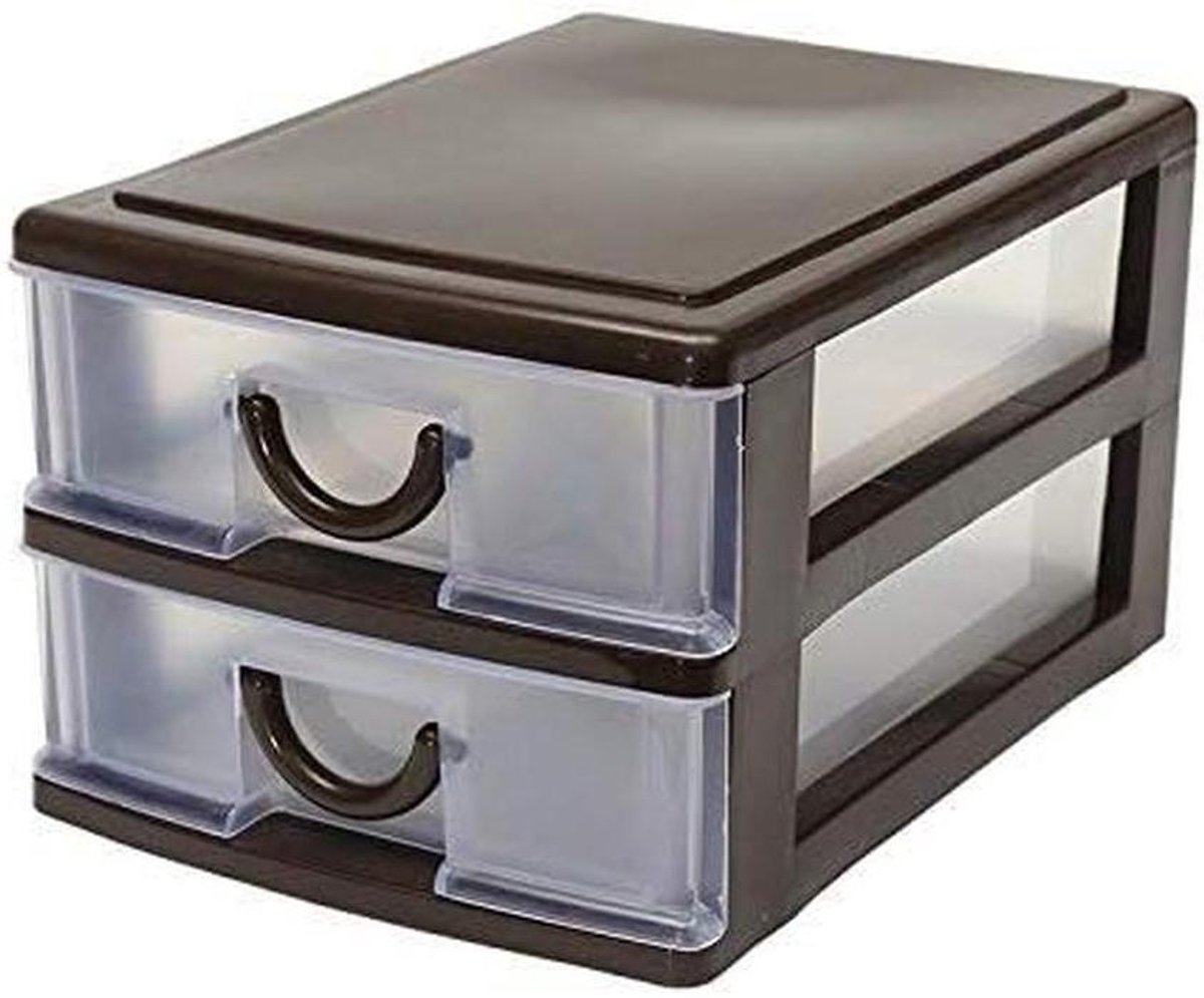 Lade Organiser - Opbergdoos Bureau - Bureau Ordenen - Transparante Laden - 17 x 13 cm - Koffie