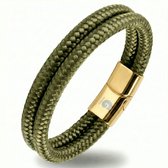 Touw Armband Heren Groen - Goudkleurig Dames en Heren 20,5cm Galeara Design NOA met geschenkverpakking