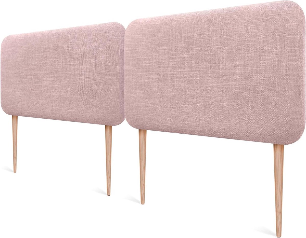 Gestoffeerd Hoofdbord - Hoofdbord Linnen - Bed Aankleden - Vlekwerende Stof - 200 x 105 cm - Roze Hout