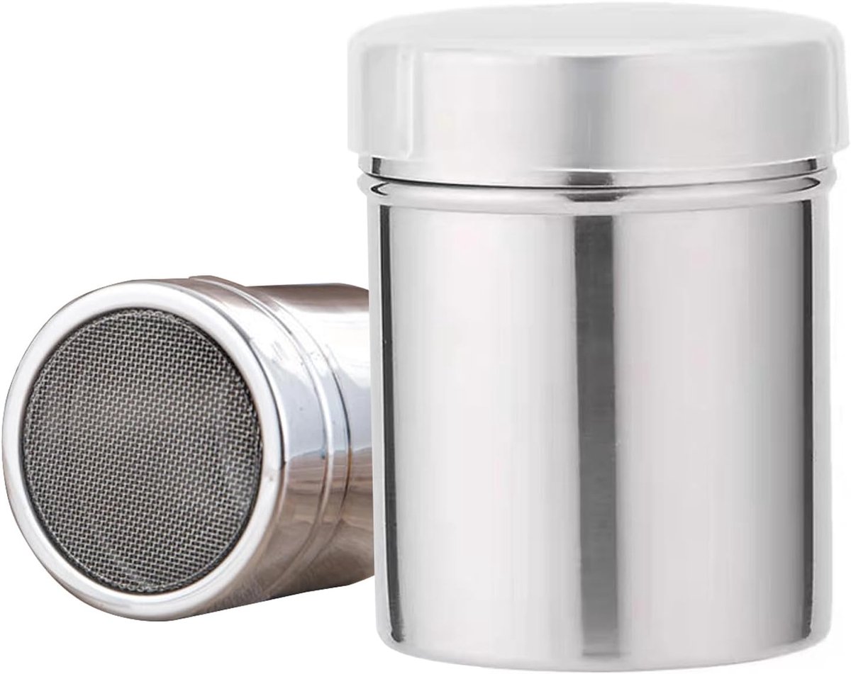 Ice Spreader - Cocoa Shaker - Coconut Sugar - Sugar Bowl voor Poedersuiker - RVS Chocolate Shaker - Sugar Box voor Cocoa en Koffiedranken - 5 x 7 cm