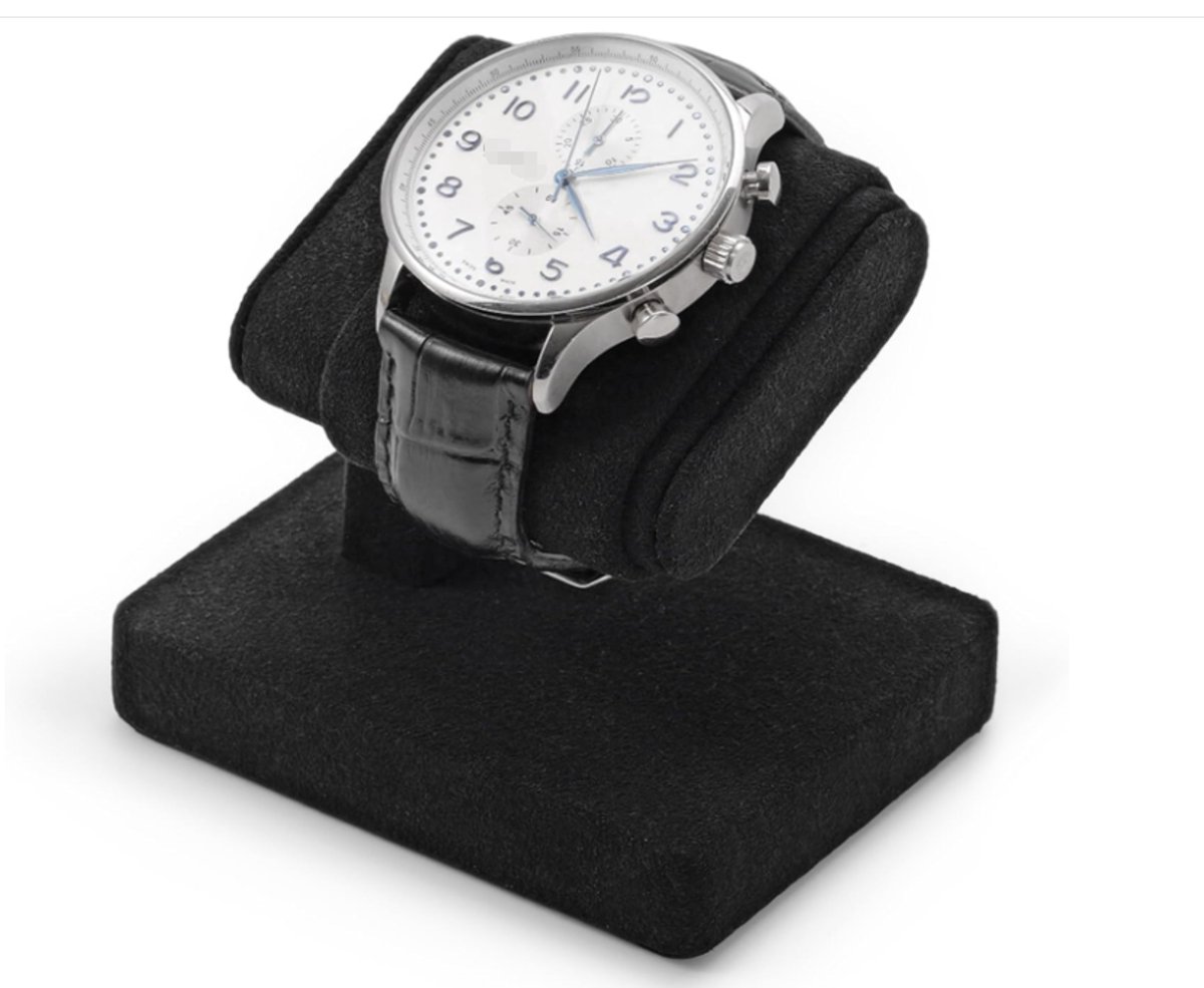 Horlogestandaard voor één horloge, bekleed met microvezel - compacte horlogestandaard (zwart) voor juweliers, tentoonstellingen of interieurdecoratie