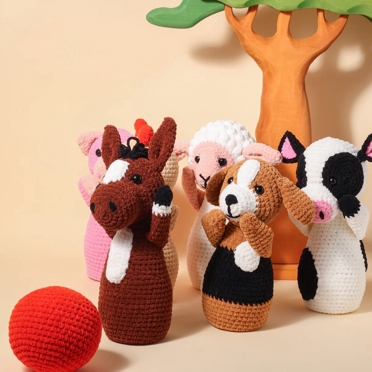 Haakpakket Kegelspel Boerderij – DIY Speelset Haken – Compleet Pakket met Little Darling Garen en Patroon