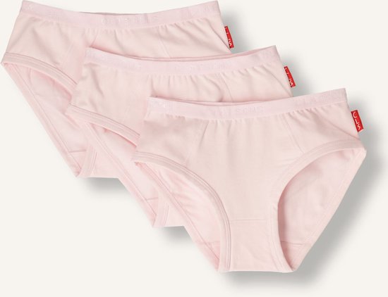Drie roze slips van Claesen's, schuin geplaatst, met logo en rode label.