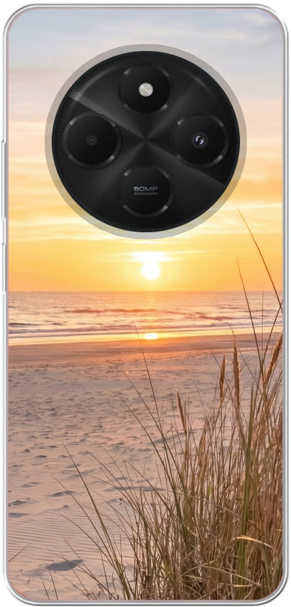 Telefoonhoesje Geschikt voor Xiaomi Geschikt voor Poco C75 (5G) hoesje - Zonsondergang - Duinen - Zee - Siliconen Telefoonhoesje Telefoonhoesje