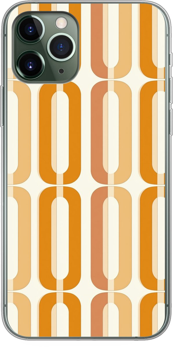 Telefoonhoesje Geschikt voor iPhone 11 Pro hoesje - U-vorm - Retro - Oranje - Siliconen Telefoonhoesje Telefoonhoesje