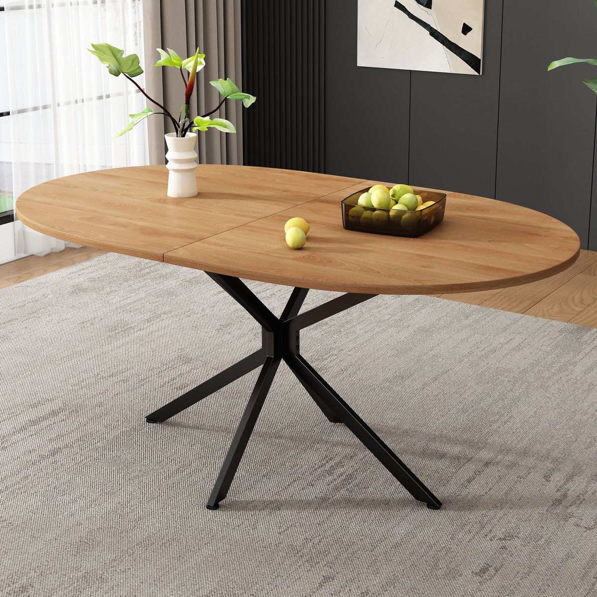 MIVRAY Eettafel - Ovale Tafel Voor 4 Tot 6 Personen - Modern Voor Eetkamer Of Keuken - MDF