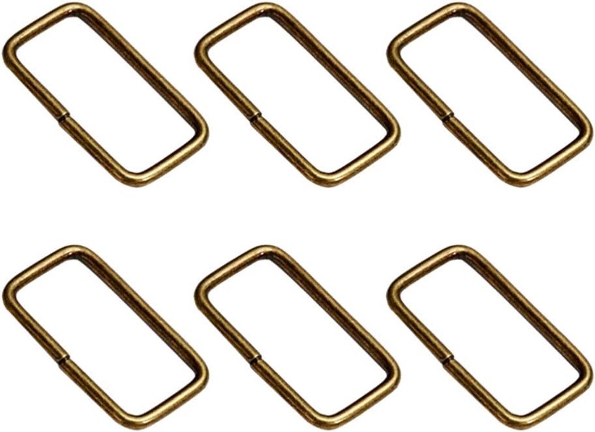 100 Stuks Metalen Rechthoekige Ringen en Ceintuursluitingen voor Tassen, Handtassen en Creatief Werk - Bronskleurig