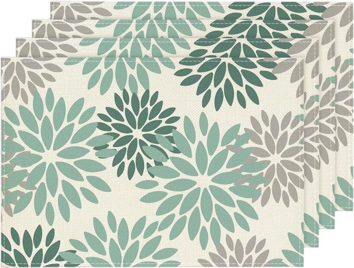 Placemats Set - Tafelmatten Keuken - Tafeldecoratie - Duurzaam Polyester - 30x45 cm - Watergroen