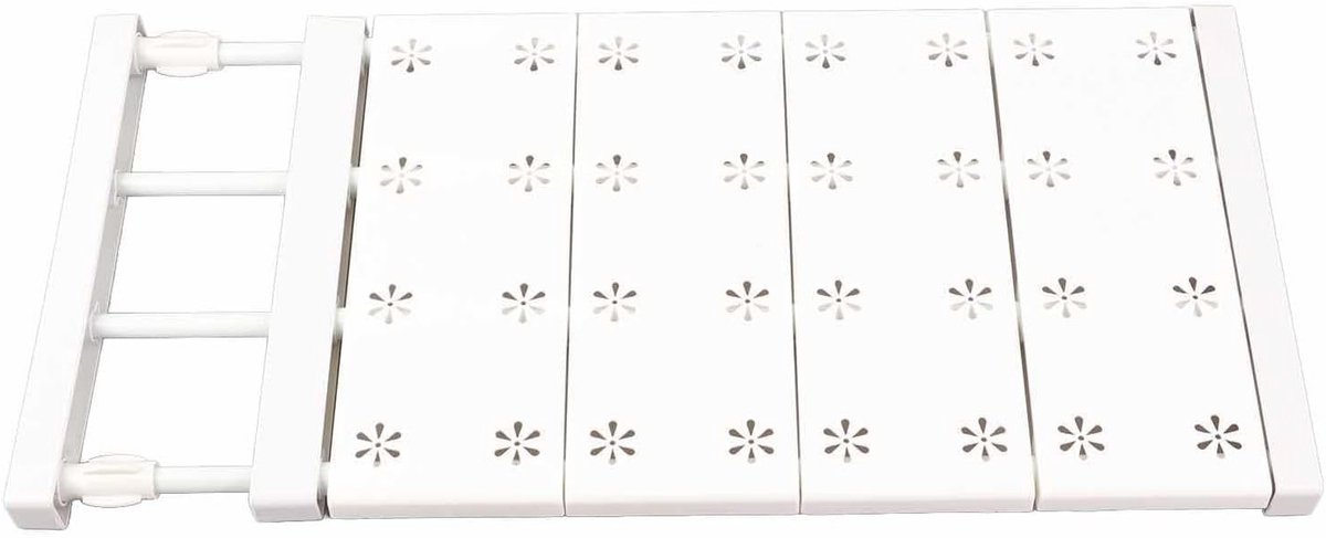 Verstelbare Tension Shelf voor Opbergruimte, Uitbreidbare Opbergplank voor Kasten en Kledingkasten (38-60cm) met Scheidingswanden en DIY-mogelijkheden