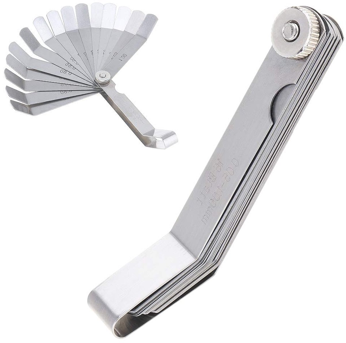 Offset Feeler Set met 16 Bladen voor het Meten van Speling en Dikte van 0.05mm - 1.0mm, Precisie Gereedschap voor Mechanica en Techniek