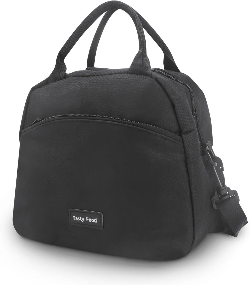 Zwarte lunchtas - geschikt voor iedereen - lunchtas voor meisjes - picknicktas - werk-lunchtas - geïsoleerde tas voor kinderen - draagbare lunchtas - voedings tas - organizer - sporttas