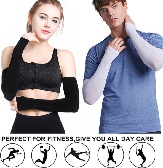 2 Paar Compressie Arm Sleeves - Armstukken Wielrenen - Hardlopen Armwarmers - UV Bescherming - One Size — afbeelding 4