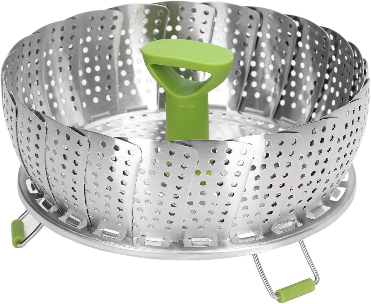 Elkuaie Stoommand - Roestvrij - Uitschuifbaar En Pliable Voor Vapeur/Verkoelen/Egoutteren - 1 Stuk - Wit