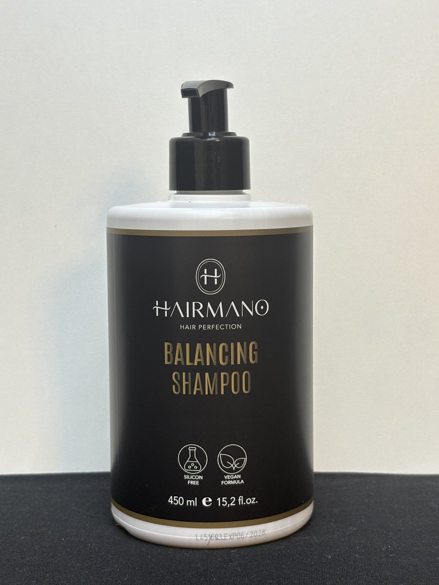 HAIRMANO BALANCING SHAMPOO – 450 ml – Voor Vette Hoofdhuid – Diep Reinigend & Verfrissend – Anti-Olie & Anti-Roos – Siliconenvrij