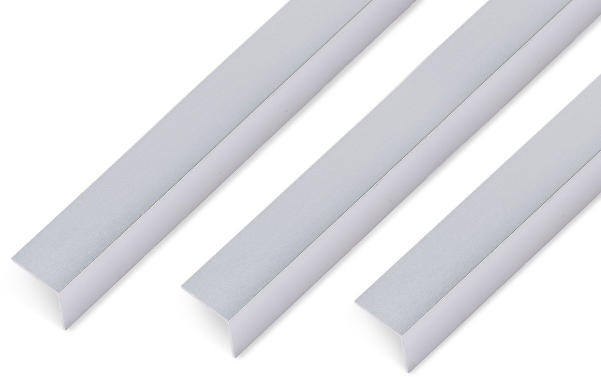 Alberts 499648 hoekprofiel | zelfklevend | aluminium, glasparelgestraald zilver | 1000 x 20 x 20 mm | set van 3