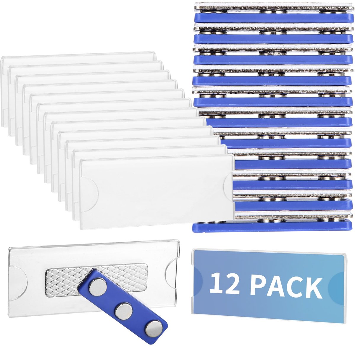 carmdering - Naamplaatjes - magnetische naamlabels 75x30 mm - voor kleding-ID of badges - zelfklevende 3-punts magneten