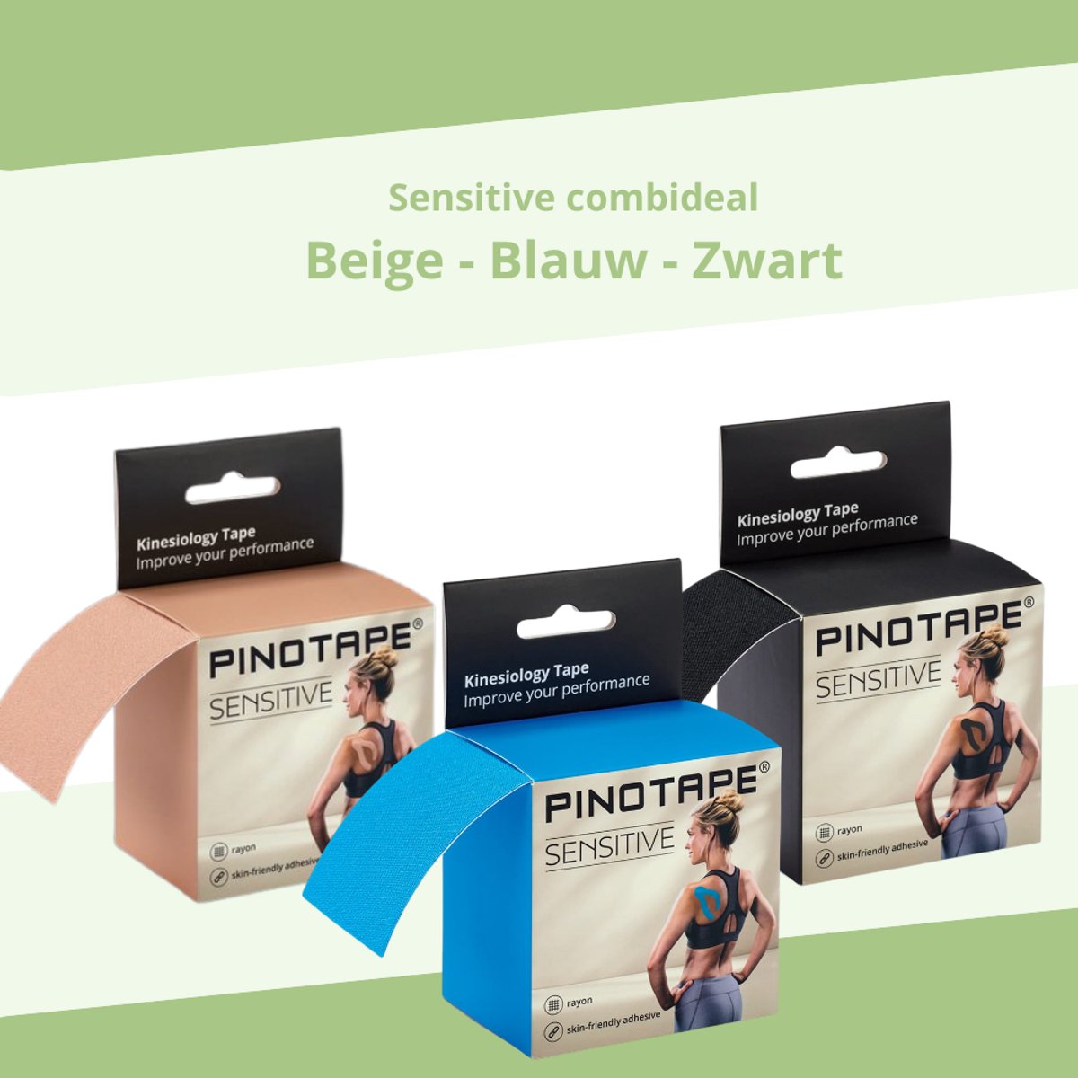 PINO - Kinesiotape - Sporttape - Fysio tape - Combi deal - Sensitive