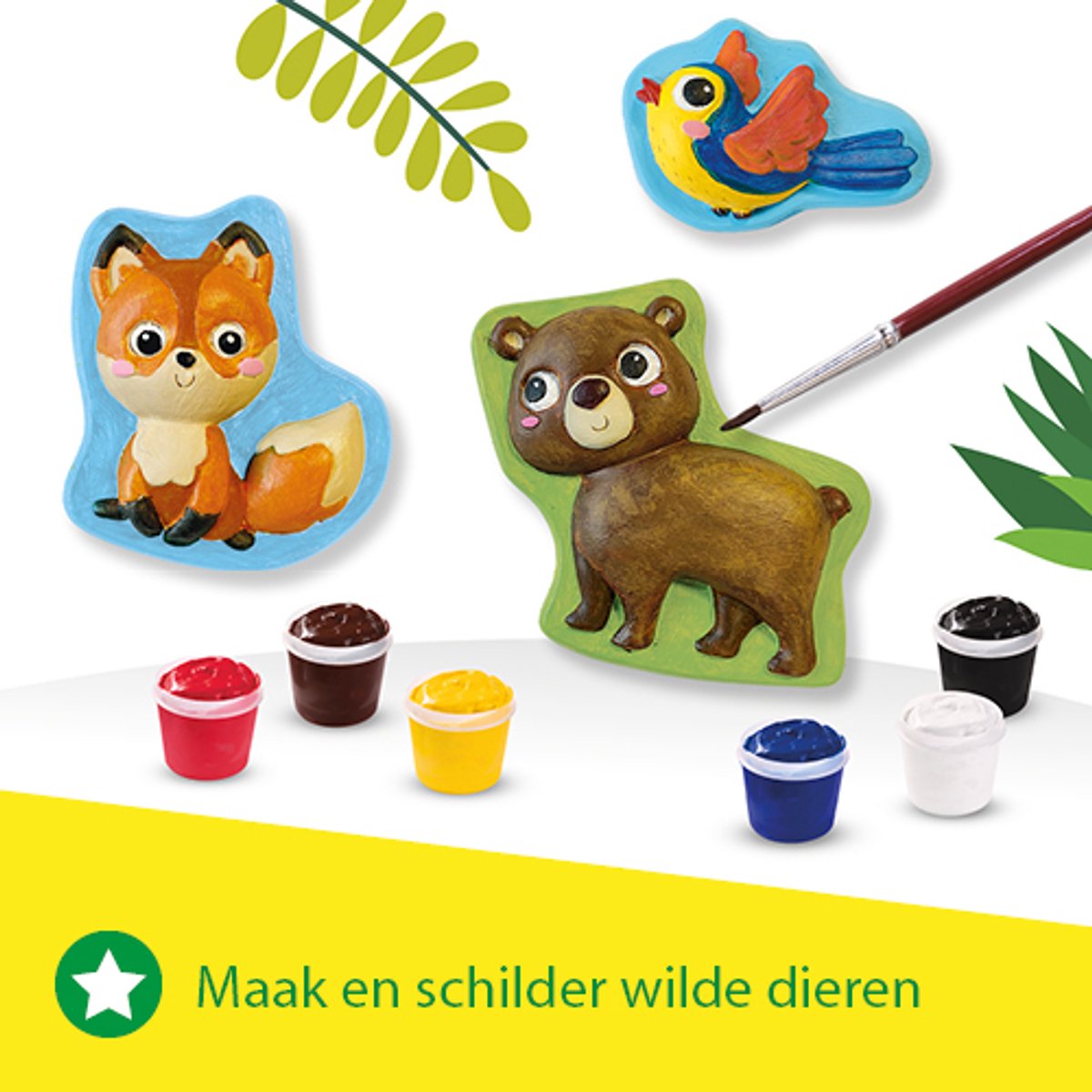 SES Creative - Gieten en Schilderen - Bosdieren - gips gieten - maak een hertje, vos, uil en meer - met sneldrogend gips, verf en penseel - knutselen voor kinderen — afbeelding 7