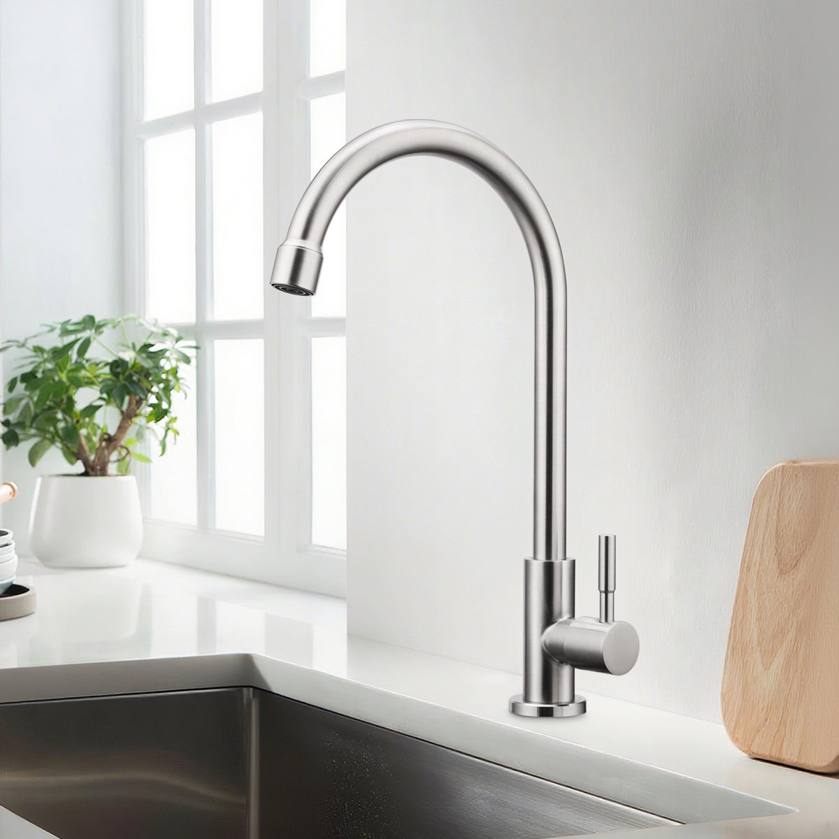 Oraymin Koudwaterkraan Keuken – 360° Draaibaar – Geborsteld RVS