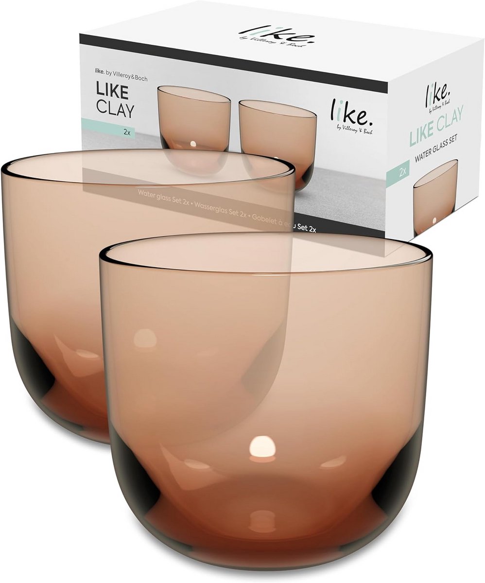 Waterglazen Set van 2 - 280 ml - Bolle Vorm - Geschikt voor Water en Drankjes
