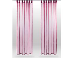 Transparante Gordijnen - Vitrage Decoratieve Sjaals - Woonkamer Decoratie - Met Lusjes - 140 x 245 cm - Bordeaux Bessen