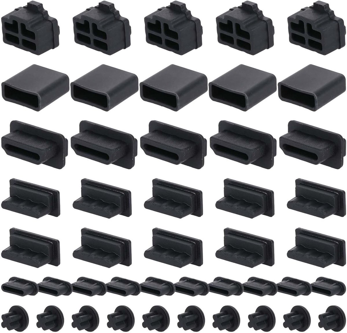 Siliconen USB-poortafdekkers en HDMI/RJ45 Ethernet port caps - 45 stuks in 6 verschillende types voor optimale bescherming