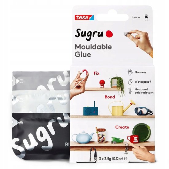 Tesa Sugru - Roestvrijstalen Kleefmassa - 3.5g - Waterbestendig - Temperatuurbestendig