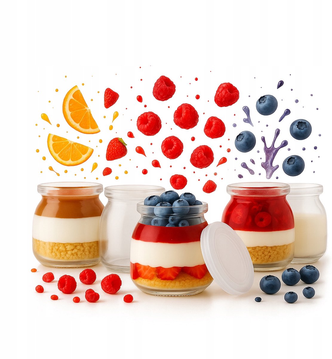 Bimberek - Glazen Potjes - 100 ml - Set van 5 - Inclusief Deksel