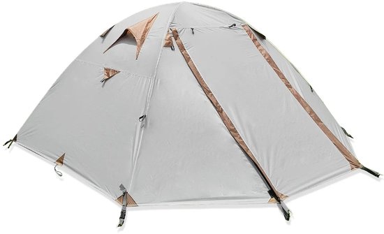 Innovastore Kampeertent - Tent - Kamperen - Campingtent - Trekkingtent - Regen-Wind dicht - Opvouwbaar - 1-2 personen - Lichtgrijs — afbeelding 2
