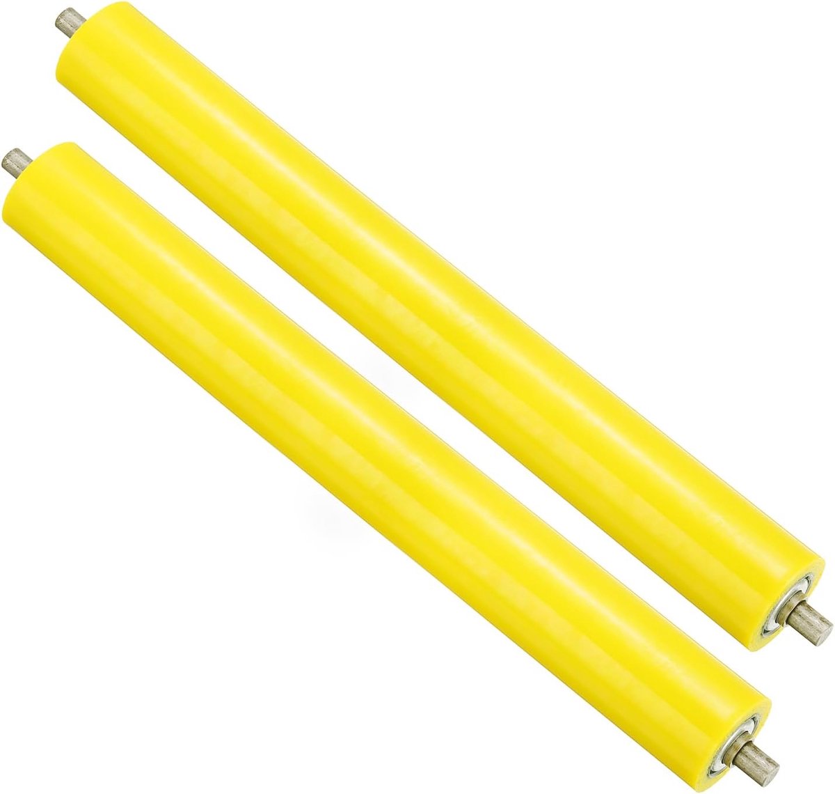Polyurethane Coated Conveyor Roller 2 Inch Diameter 16 Inch Length - 2 Pcs Stainless Steel Transmission Replacement Part - Galvanized End - Geel