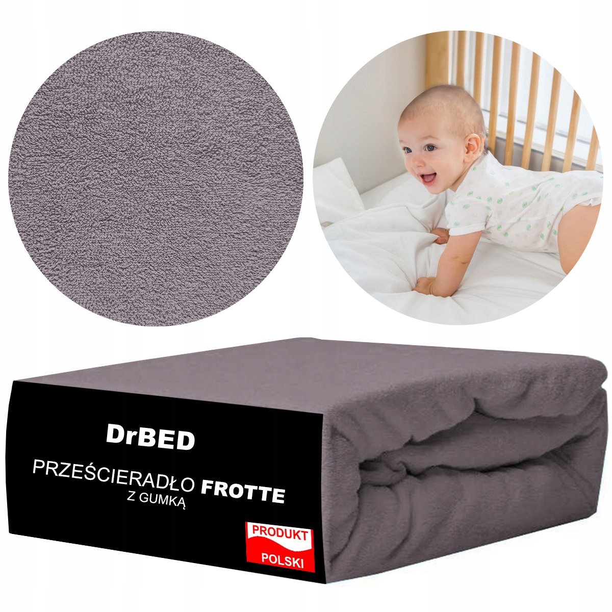 DrBED - Hoeslaken Frotte - 120x60 cm - Elastische Rand - Ademend - Poolse Productie