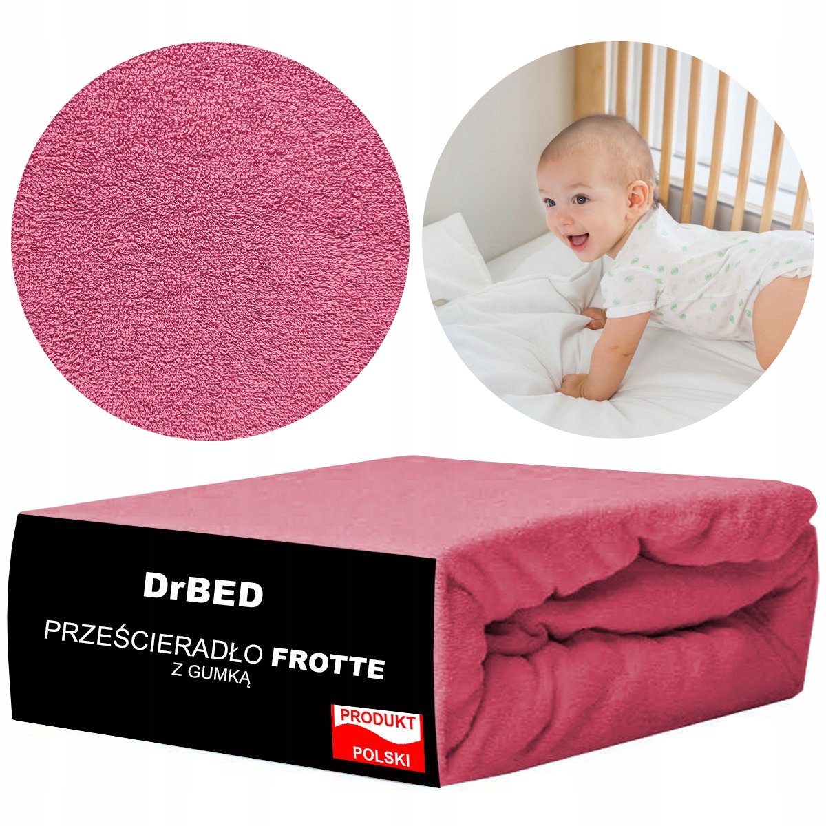 DrBED - Frotte Kinderbedlaken - 120x60cm - Elatische Hoeken - Roze