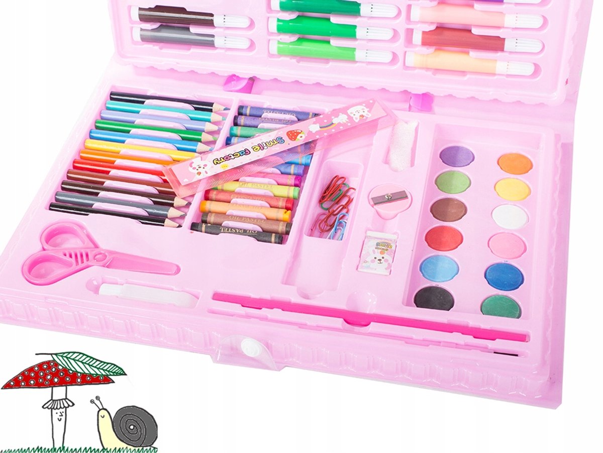 Roze kunstkoffer, knutselkoffer Art Set - 86 stuks - Creatief Speelgoed - Roze — cadeau in Spellen & Speelgoed - foto 6