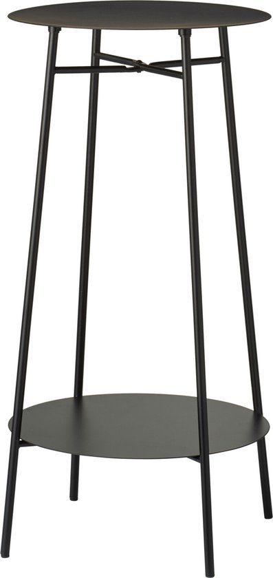 In & Out Deco Plantentafel - Bijzettafel - 2 laags ijzer - Zwart - Hoog 60 cm