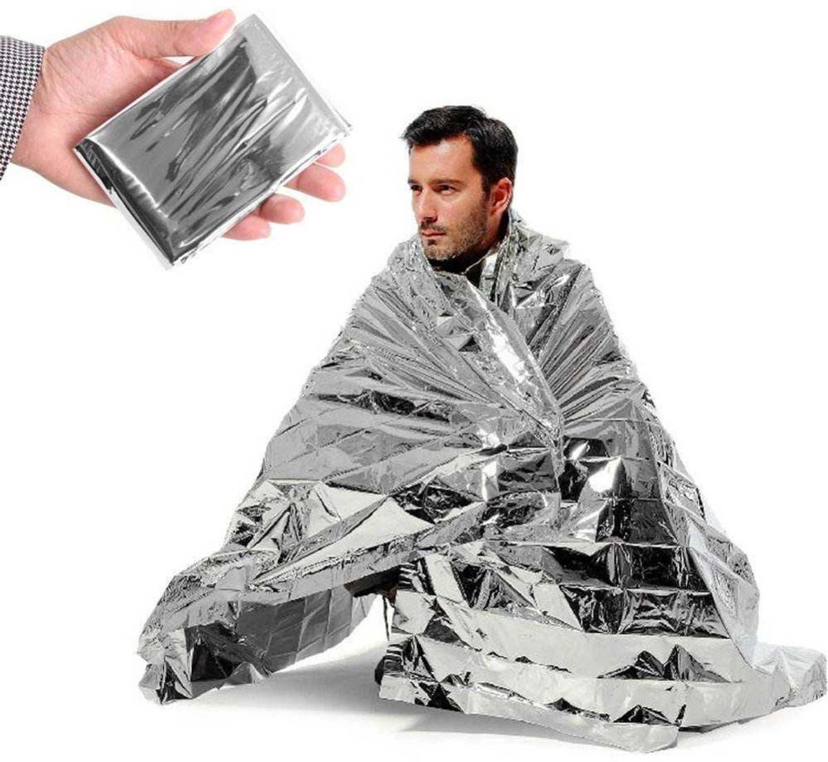 RezReady Noodponcho – Thermische Aluminiumfolie Regenjas met Capuchon voor Survival