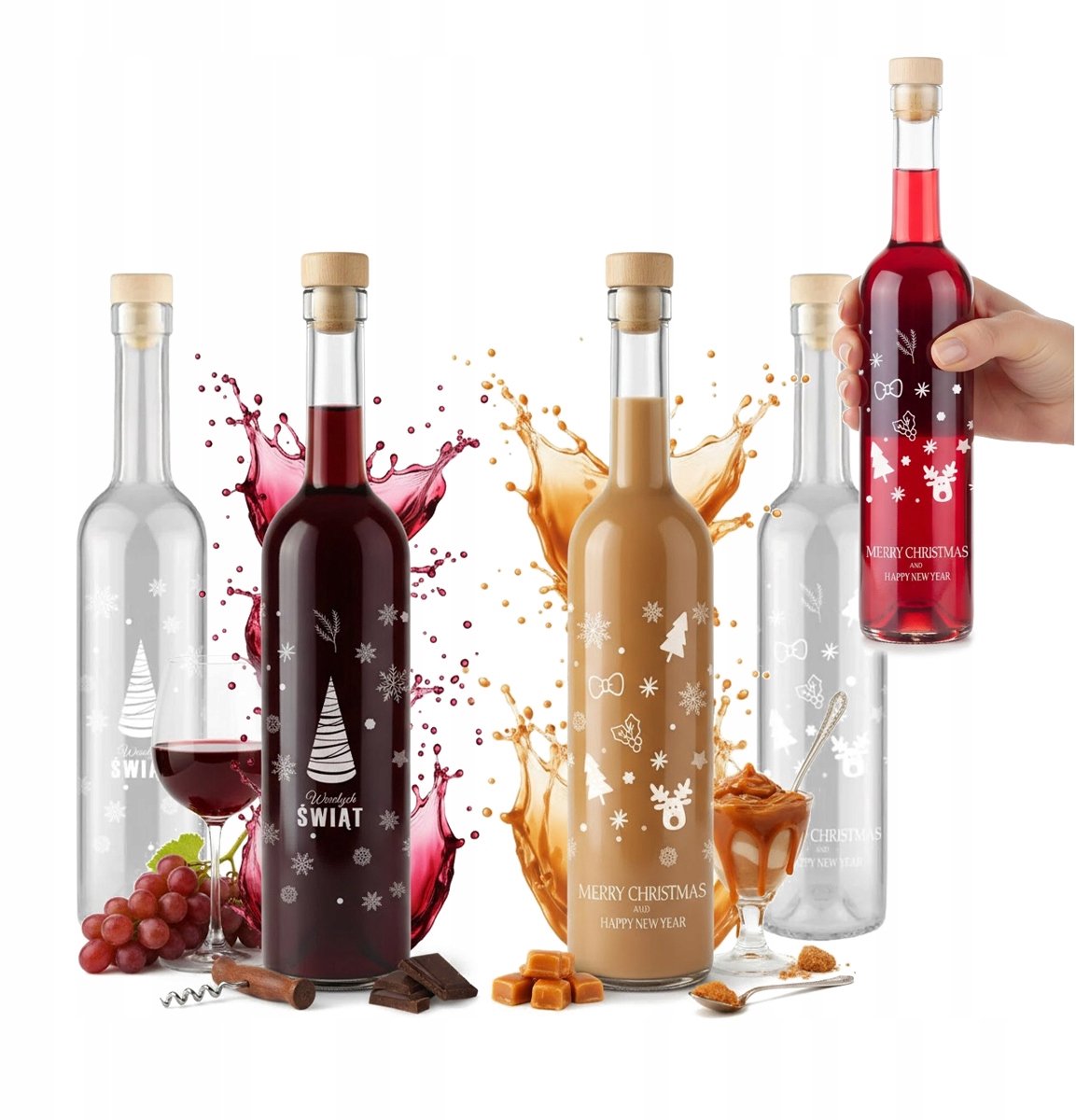 Bimberek Futura - Decoratieve Fles - 500 ml - Kerst Thema - Glas van Hoge Kwaliteit