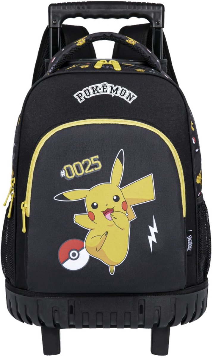 Pokémon - Rugzak - Rugzaktrolley - Trolley - Pikachu - 44 cm - 3 vakken - Laptop vak - Vaste wielen - Storm