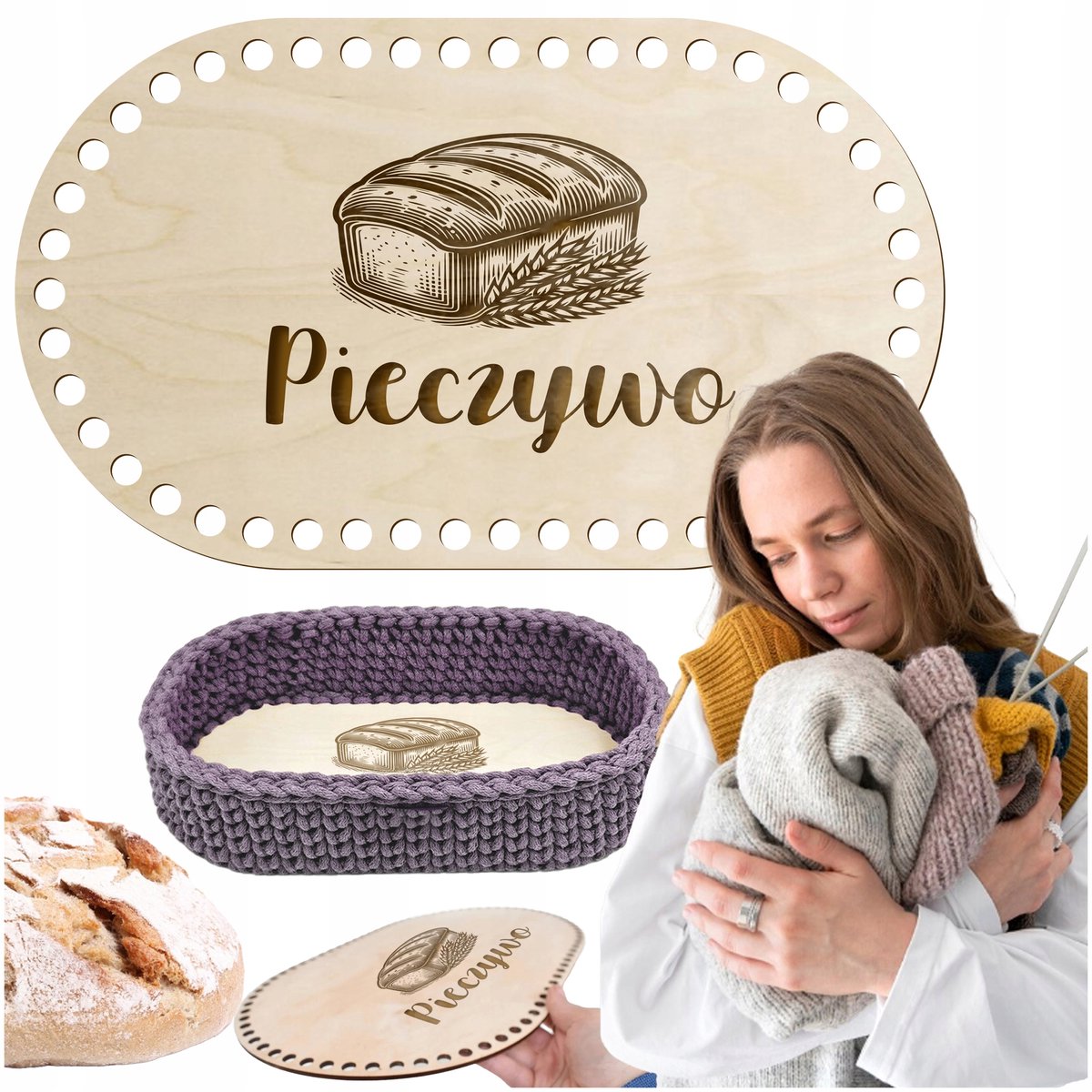 SMX Design - Basis voor Haken - Ovaal - 16x27cm - Houten Bodem - Voor Brood