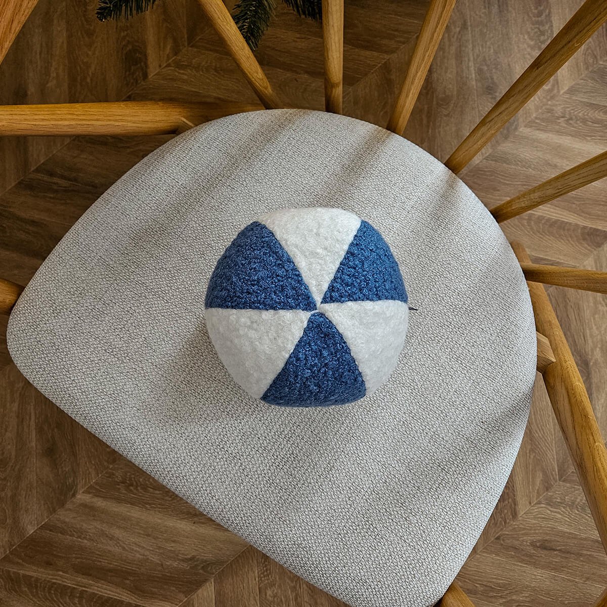 Decordruk SOFT LOOP - Sierkussen - Wit/Blauw - Kleine Kogelkussen Wit;Blauw