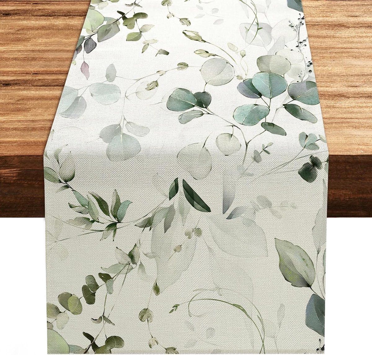 Tafelloper met Eucalyptus Bladeren 183 cm - Seizoensgebonden Jute Tafelloper voor Eettafel Decoratie en Feestelijke Versieringen
