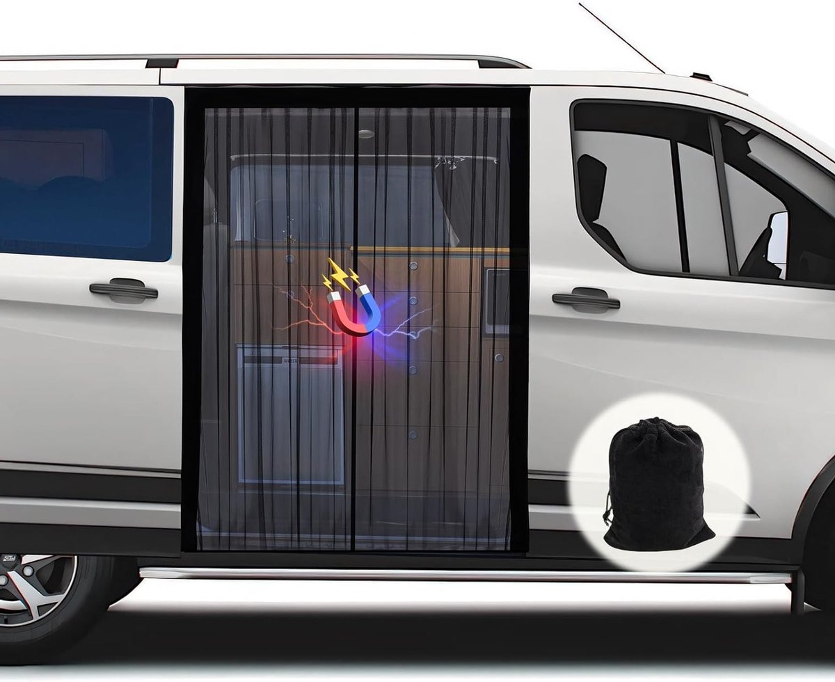 Magnetisch vliegenraam voor schuifdeur - Geschikt voor Mercedes Vito, Marco Polo en Volkswagen California, Afmetingen 150 x 110 cm, Eenvoudige installatie en effectieve insectenbescherming