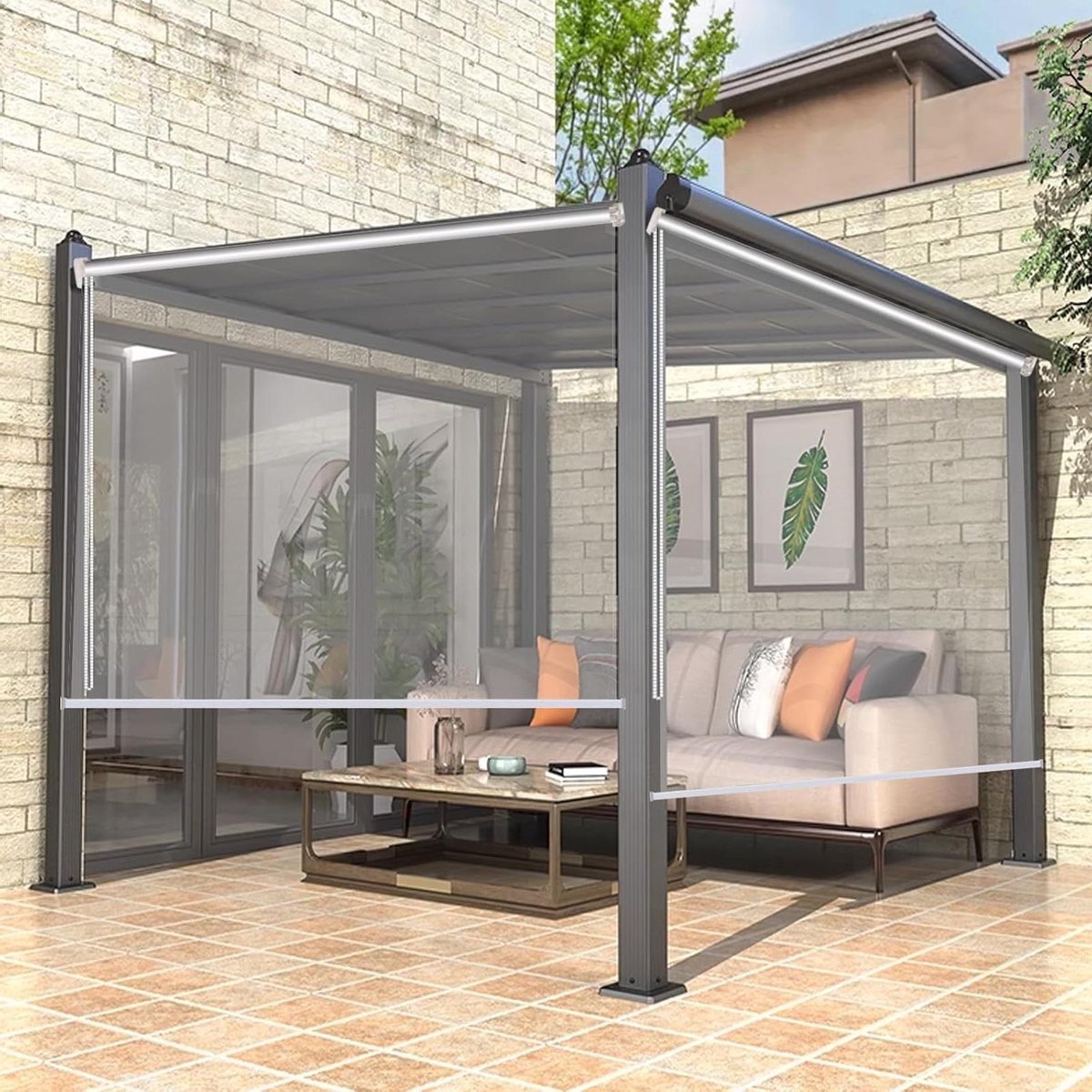 Transparante Tuinrolgordijn - Buitengordijn PVC - Buitenruimte Creëren - Hitte- en Koudebestendig - 50-160 cm Breed - Transparant