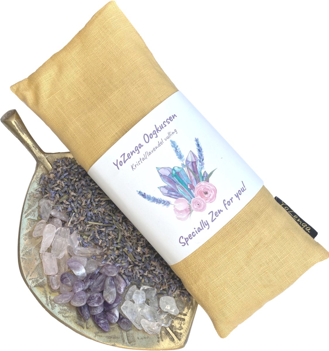 YoZenga Oogkussen | Gouden driehoek & Lijnzaad | Biologische Lavendel | Stressvermindering & Hoofdpijn Verlichting | Ideaal voor Yoga & Meditatie | Gold