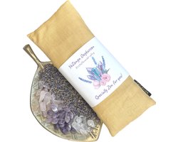YoZenga Oogkussen | Gouden driehoek & Lijnzaad | Biologische Lavendel | Stressvermindering & Hoofdpijn Verlichting | Ideaal voor Yoga & Meditatie | Gold