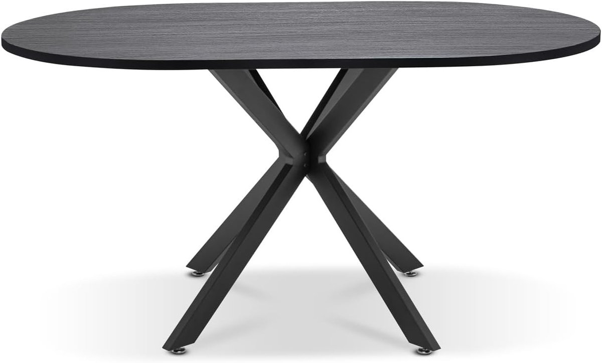 Ovale Eettafel Hout met Metalen Middenpoot 180x100 cm - Modern Design
