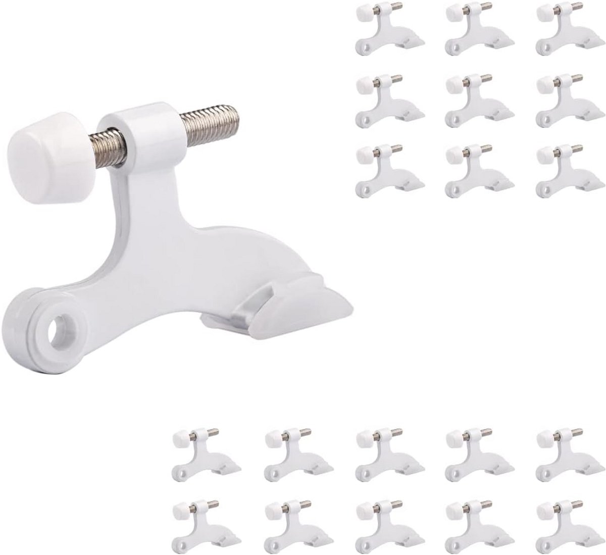 Set van 20 Verstelbare Deurwiggen met Zachte Rubberen Stoppers - Witte Deurbeschermers