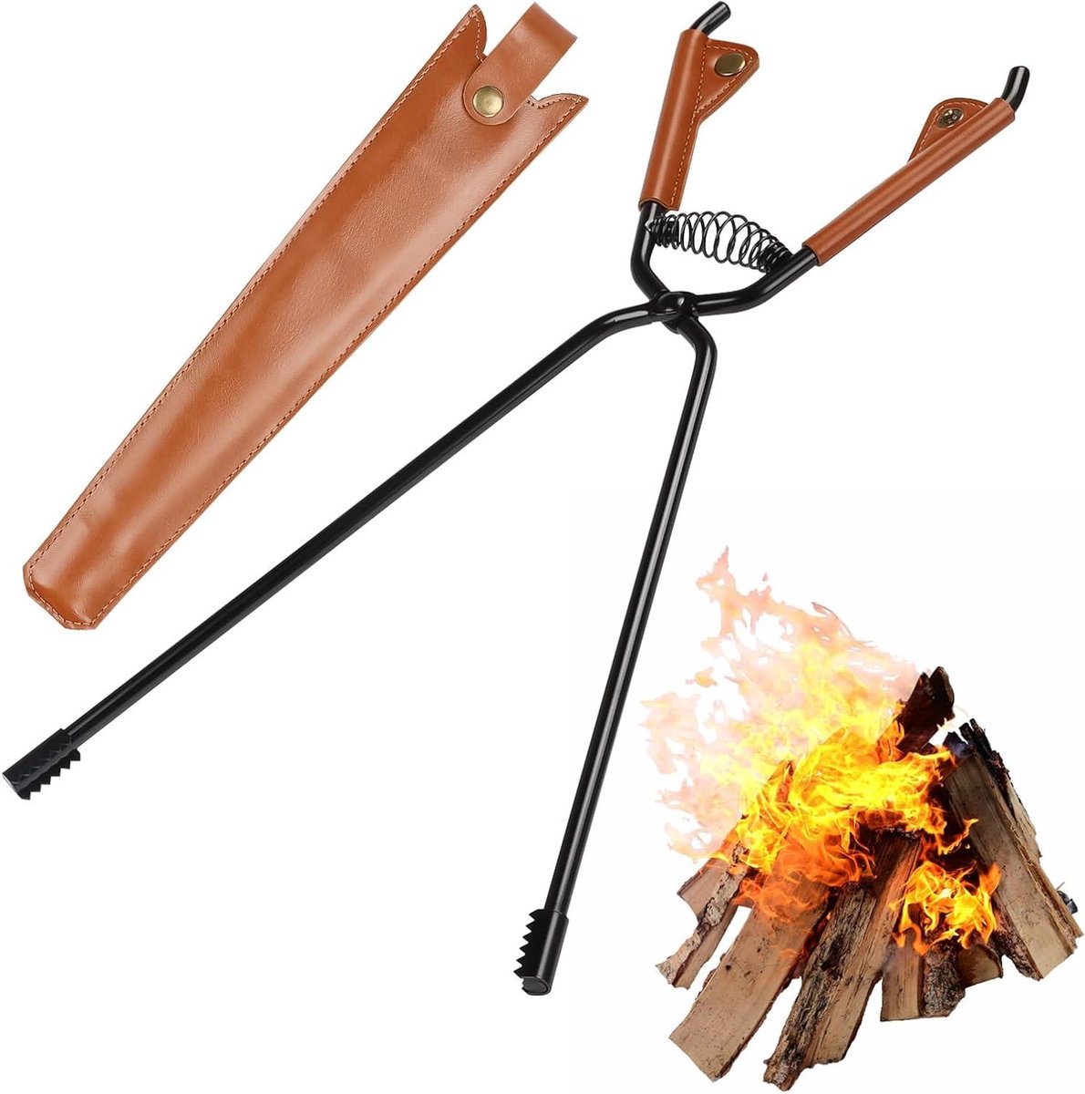 Haard Tang - Vuur Tang - Kampvuur Maken - Dubbelzijdig Tandontwerp - 44 cm - Zwart