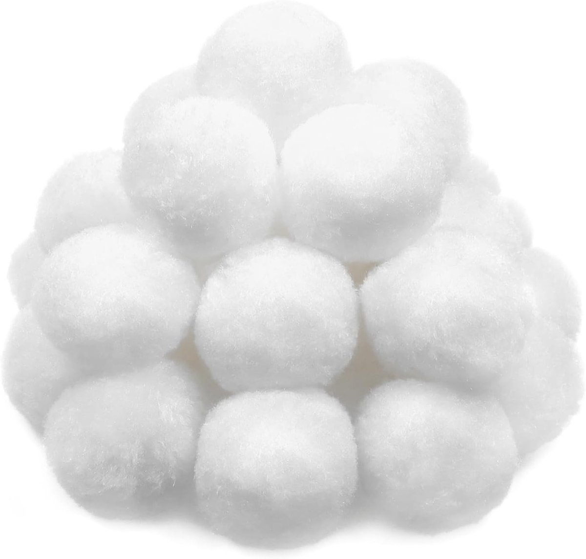 30 Stuks 5cm Grote Fluffy Pompoms Bollen in Wit voor DIY Knutselprojecten en Decoraties