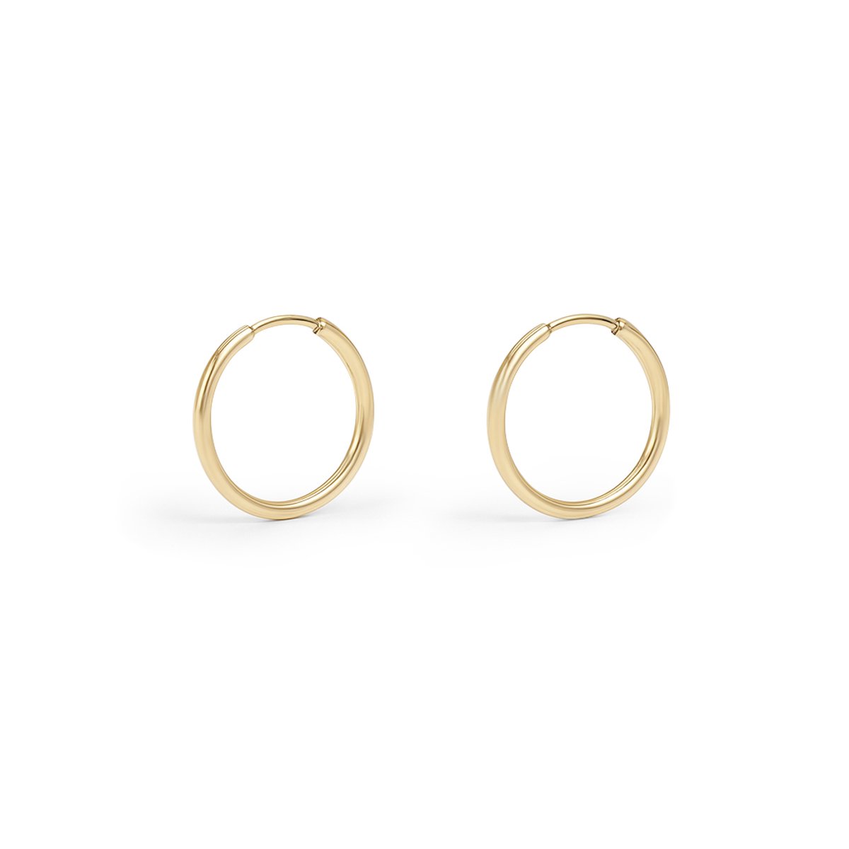 14kt - Geelgouden Oorringen (Hoops) 16 mm - 0,8 mm Staaf Dikte - 14 Karaat Gouden Oorbellen voor Dames - Tijdloze Hoepeloorbellen - Echt Goud (585) - Inclusief Echtheidscertificaat